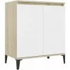 DOC&ET² Buffet Blanc Et Chêne Sonoma 60x35x70 Cm Aggloméré - Blanc