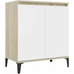 DOC&ET² Buffet Blanc Et Chêne Sonoma 60x35x70 Cm Aggloméré - Blanc