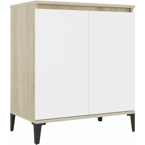 DOC&ET² Buffet Blanc Et Chêne Sonoma 60x35x70 Cm Aggloméré - Blanc 1 DOC&ET² Buffet Blanc Et Chêne Sonoma 60x35x70 Cm Aggloméré - Blanc