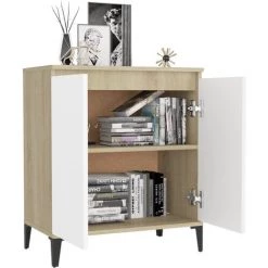 DOC&ET² Buffet Blanc Et Chêne Sonoma 60x35x70 Cm Aggloméré - Blanc 7 DOC&ET² Buffet Blanc Et Chêne Sonoma 60x35x70 Cm Aggloméré - Blanc -Buffet et enfilade Soldes 67323545 3