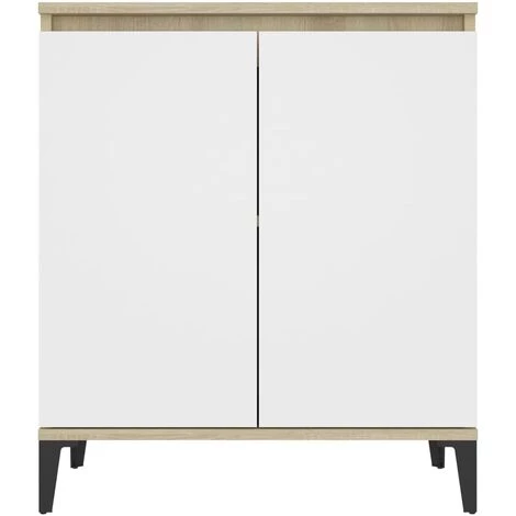 DOC&ET² Buffet Blanc Et Chêne Sonoma 60x35x70 Cm Aggloméré - Blanc 5 DOC&ET² Buffet Blanc Et Chêne Sonoma 60x35x70 Cm Aggloméré - Blanc – Image 5
