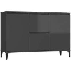 DOC&ET² Buffet Gris Brillant 104x35x70 Cm Aggloméré - Gris