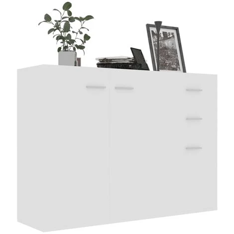 DOC&ET² Buffet Blanc 105x30x75 Cm Aggloméré - Blanc 3 DOC&ET² Buffet Blanc 105x30x75 Cm Aggloméré - Blanc – Image 3