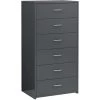 DOC&ET² Buffet Avec 6 Tiroirs Gris Brillant 50x34x96 Cm Aggloméré - Gris