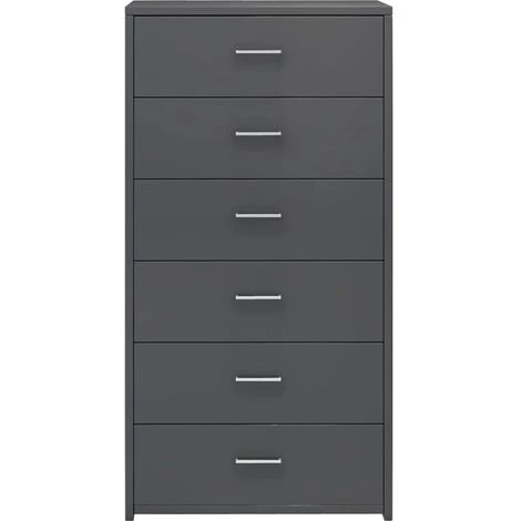DOC&ET² Buffet Avec 6 Tiroirs Gris Brillant 50x34x96 Cm Aggloméré - Gris 4 DOC&ET² Buffet Avec 6 Tiroirs Gris Brillant 50x34x96 Cm Aggloméré - Gris – Image 4