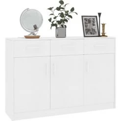 DOC&ET² Buffet Blanc 110x30x75 Cm Aggloméré - Blanc -Buffet et enfilade Soldes 67323990 3