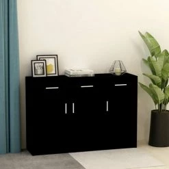 DOC&ET² Buffet Noir 110x30x75 Cm Aggloméré - Noir