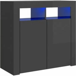 DOC&ET² Buffet Avec Lumières LED Gris Brillant 80x35x75 Cm - Gris