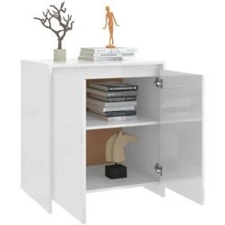 DOC&ET² Buffet Blanc Brillant 70x40x73.5 Cm Aggloméré - Blanc -Buffet et enfilade Soldes 67324365 5