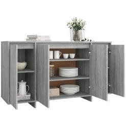 DOC&ET² Buffet Sonoma Gris 135x41x75 Cm Aggloméré - Gris 8 DOC&ET² Buffet Sonoma Gris 135x41x75 Cm Aggloméré - Gris -Buffet et enfilade Soldes 67324426 4