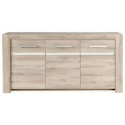 Buffet OLERON - 3 Portes - Décor Chene - Made In France - L 180 X P 45 X H 91 Cm - GAMI -Buffet et enfilade Soldes 67390840 3