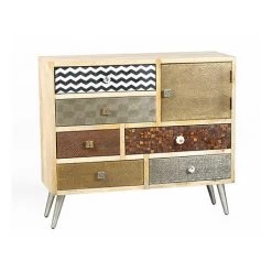 M-S Bahut 1 Porte Et 6 Tiroirs En Bois Massif - SALVADOR