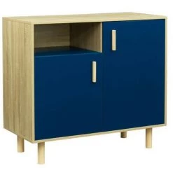 AUTRES Petit Buffet Avec 2 Portes - Pieds Bois De Pin Bleu - L 100 X P 48 X H 90 Cm - BABETTE