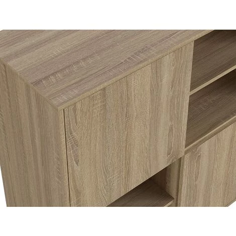 Buffet En Mélamine Coloris Marron - Longueur 113 X Profondeur 40 X Hauteur 101 Cm -PEGANE- 4 Buffet En Mélamine Coloris Marron - Longueur 113 X Profondeur 40 X Hauteur 101 Cm -PEGANE- – Image 4