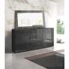 ZENZERO SHOP Buffet Moderne, 3 Portes, Finition Marbre Noir Brillant