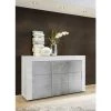 ZENZERO SHOP Buffet Moderne, Buffet Design, 3 Portes, Blanc Brillant Avec Façades Beton