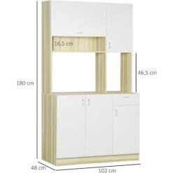 HOMCOM Armoire De Cuisine Contemporaine Rangement- Buffet Haut - 5 Portes, 1 Tiroir, 3 Niches - 102 X 48 X 180 Cm - Beige 7 HOMCOM Armoire De Cuisine Contemporaine Rangement- Buffet Haut - 5 Portes, 1 Tiroir, 3 Niches - 102 X 48 X 180 Cm - Beige -Buffet et enfilade Soldes 67535283 3