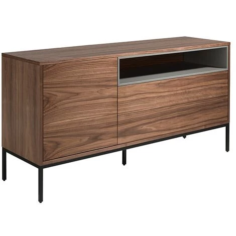LES TENDANCES Buffet En Bois De Noyer Plaqué Et Pieds En Acier Josy 1 LES TENDANCES Buffet En Bois De Noyer Plaqué Et Pieds En Acier Josy