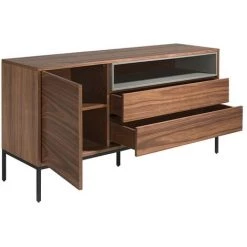 LES TENDANCES Buffet En Bois De Noyer Plaqué Et Pieds En Acier Josy 7 LES TENDANCES Buffet En Bois De Noyer Plaqué Et Pieds En Acier Josy -Buffet et enfilade Soldes 67538519 3