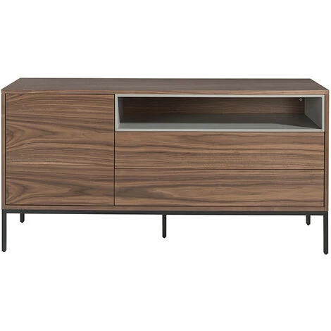 LES TENDANCES Buffet En Bois De Noyer Plaqué Et Pieds En Acier Josy 4 LES TENDANCES Buffet En Bois De Noyer Plaqué Et Pieds En Acier Josy – Image 4