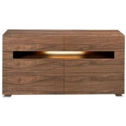 LES TENDANCES Buffet En Bois De Noyer Avec éclairage LED 6 Tiroirs Dina
