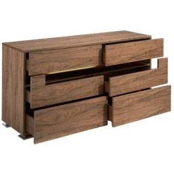 LES TENDANCES Buffet En Bois De Noyer Avec éclairage LED 6 Tiroirs Dina 7 LES TENDANCES Buffet En Bois De Noyer Avec éclairage LED 6 Tiroirs Dina -Buffet et enfilade Soldes 67538649 3