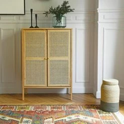 ARNE LYKKE Buffet En Frêne Et Cannage En Rotin 2 Portes Style Scandinave Bloom - Bois Clair