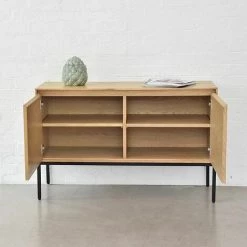 ARNE LYKKE Buffet En Plaqué Chêne Pieds Métal Noir Mat 2 Portes Soho - Bois Clair -Buffet et enfilade Soldes 67620357 5