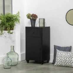 DECOCLICO FACTORY Petit Buffet 1 Porte 1 Tiroir En Métal Noir Mat Bonnie - Negro