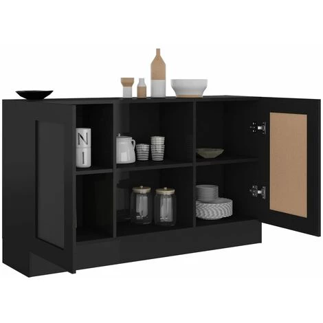 MAISONCHIC Buffet Meuble De Rangement / Noir Brillant 120x30,5x70 Cm Aggloméré 3 MAISONCHIC Buffet Meuble De Rangement / Noir Brillant 120x30,5x70 Cm Aggloméré – Image 3