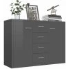 MAISONCHIC Buffet De Cuisine Armoire De Rangement - Gris Brillant 88x30x65 Cm Aggloméré