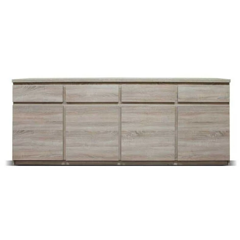 DANSMAMAISON Buffet 4 Portes 4 Tiroirs Chêne Clair - ZYWO - L 220 X L 41 X H 88 Cm - Bois Clair 2 DANSMAMAISON Buffet 4 Portes 4 Tiroirs Chêne Clair - ZYWO - L 220 X L 41 X H 88 Cm - Bois Clair – Image 2
