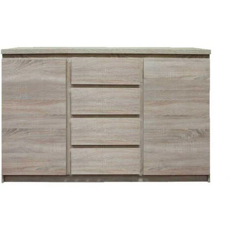 DANSMAMAISON Buffet 2 Portes 4 Tiroirs Chêne Clair - ZYWO - L 133 X L 41 X H 88 Cm - Bois Clair 1 DANSMAMAISON Buffet 2 Portes 4 Tiroirs Chêne Clair - ZYWO - L 133 X L 41 X H 88 Cm - Bois Clair