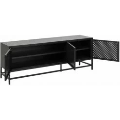 TOILINUX Buffet Joy Avec 4 Niches De Rangement Fermées Par 3 Portes - Longueur 160 Profondeur 40 Hauteur 60cm - Noir 7 TOILINUX Buffet Joy Avec 4 Niches De Rangement Fermées Par 3 Portes - Longueur 160 Profondeur 40 Hauteur 60cm - Noir -Buffet et enfilade Soldes 67688203 3