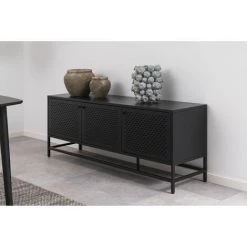 TOILINUX Buffet Joy Avec 4 Niches De Rangement Fermées Par 3 Portes - Longueur 160 Profondeur 40 Hauteur 60cm - Noir 9 TOILINUX Buffet Joy Avec 4 Niches De Rangement Fermées Par 3 Portes - Longueur 160 Profondeur 40 Hauteur 60cm - Noir -Buffet et enfilade Soldes 67688203 5