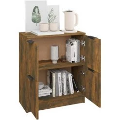 TRUE DEAL Buffet Chêne Fumé 60x30x70 Cm Bois D'ingénierie 8 TRUE DEAL Buffet Chêne Fumé 60x30x70 Cm Bois D'ingénierie -Buffet et enfilade Soldes 67695063 4