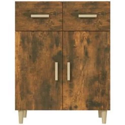TRUE DEAL Buffet Chêne Fumé 69,5x34x89 Cm Bois D'ingénierie -Buffet et enfilade Soldes 67695065 3