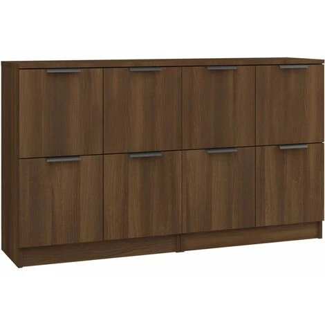TRUE DEAL Buffets 2 Pcs Chêne Marron 60x30x70 Cm Bois D'ingénierie 2 TRUE DEAL Buffets 2 Pcs Chêne Marron 60x30x70 Cm Bois D'ingénierie – Image 2