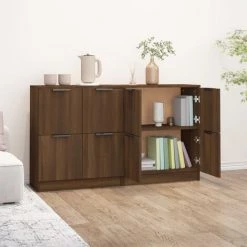 TRUE DEAL Buffets 2 Pcs Chêne Marron 60x30x70 Cm Bois D'ingénierie 9 TRUE DEAL Buffets 2 Pcs Chêne Marron 60x30x70 Cm Bois D'ingénierie -Buffet et enfilade Soldes 67695108 5
