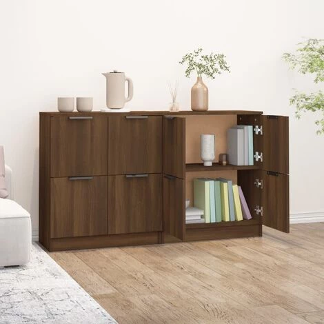 TRUE DEAL Buffets 2 Pcs Chêne Marron 60x30x70 Cm Bois D'ingénierie 5 TRUE DEAL Buffets 2 Pcs Chêne Marron 60x30x70 Cm Bois D'ingénierie – Image 5