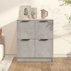 TRUE DEAL Buffet Gris Béton 60x30x70 Cm Bois D'ingénierie