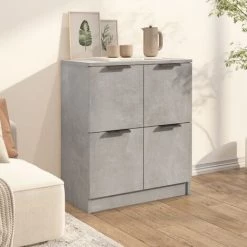 TRUE DEAL Buffet Gris Béton 60x30x70 Cm Bois D'ingénierie -Buffet et enfilade Soldes 67695112 3