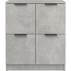 TRUE DEAL Buffet Gris Béton 60x30x70 Cm Bois D'ingénierie -Buffet et enfilade Soldes 67695112 5