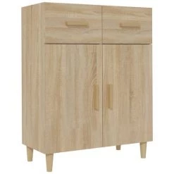 TRUE DEAL Buffet Chêne Sonoma 69,5x34x90 Cm Bois D'ingénierie -Buffet et enfilade Soldes 67695116 2