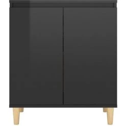 VIDAXL Buffet Avec Pieds En Bois Noir Brillant 60x35x70 Cm Aggloméré - Noir -Buffet et enfilade Soldes 67701092 5