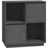 VIDAXL Buffet Gris 74x35x80 Cm Bois Massif De Pin - Gris