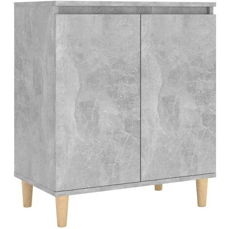 VIDAXL Buffet Avec Pieds En Bois Gris Béton 60x35x70 Cm Aggloméré - Gris 1 VIDAXL Buffet Avec Pieds En Bois Gris Béton 60x35x70 Cm Aggloméré - Gris
