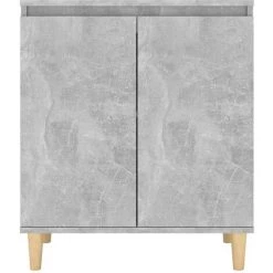 VIDAXL Buffet Avec Pieds En Bois Gris Béton 60x35x70 Cm Aggloméré - Gris 9 VIDAXL Buffet Avec Pieds En Bois Gris Béton 60x35x70 Cm Aggloméré - Gris -Buffet et enfilade Soldes 67701871 5
