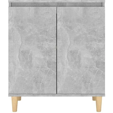 VIDAXL Buffet Avec Pieds En Bois Gris Béton 60x35x70 Cm Aggloméré - Gris 5 VIDAXL Buffet Avec Pieds En Bois Gris Béton 60x35x70 Cm Aggloméré - Gris – Image 5