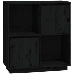 VIDAXL Buffet Noir 74x35x80 Cm Bois Massif De Pin - Noir